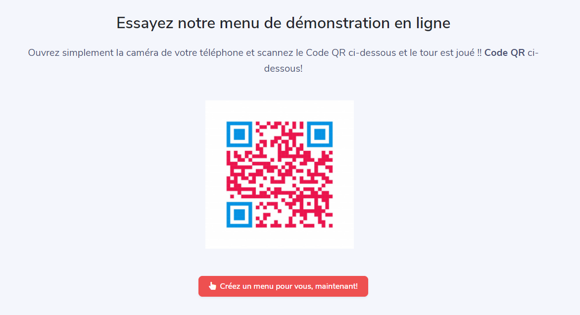 demo menu qr restaurant Maroc
